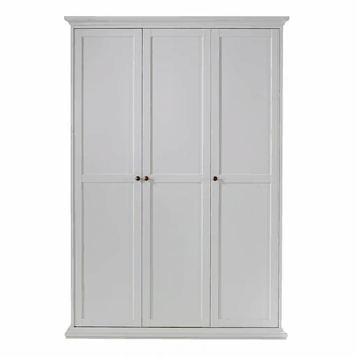Parisian 3 Door Triple Wardrobe in White - The Furniture Mega Store 