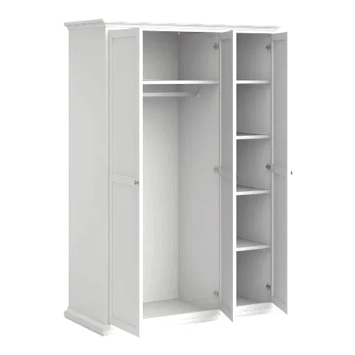 Parisian 3 Door Triple Wardrobe in White - The Furniture Mega Store 