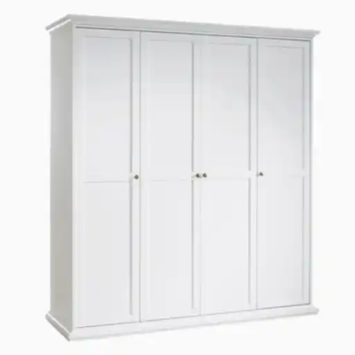 Parisian 4 Door Wardrobe in White - The Furniture Mega Store 