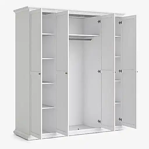 Parisian 4 Door Wardrobe in White - The Furniture Mega Store 