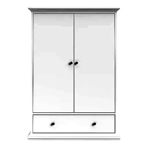 Parisian 2 Door 1 Drawer & 2 Shelves Wardrobe in White - The Furniture Mega Store 