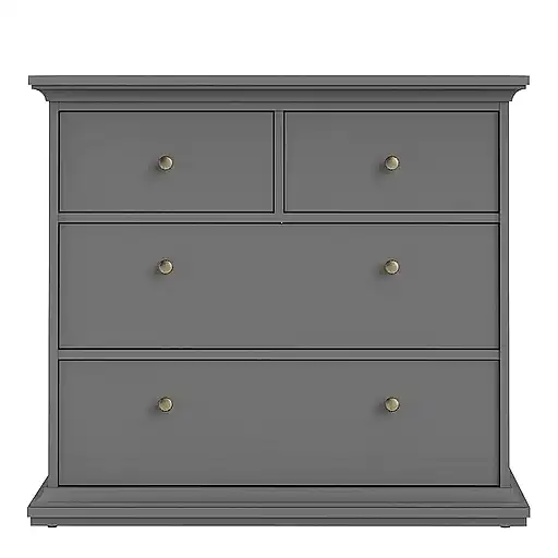 Parisian Chest of 4 Drawers in Matt Grey - The Furniture Mega Store 