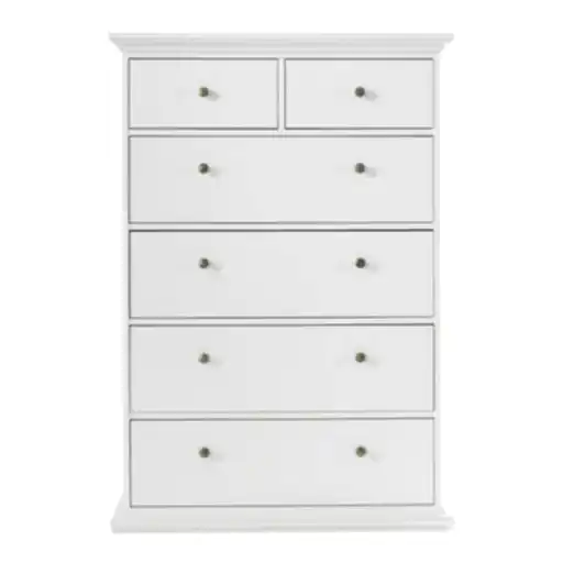 Parisian Chest of 6 Drawers in White - The Furniture Mega Store 