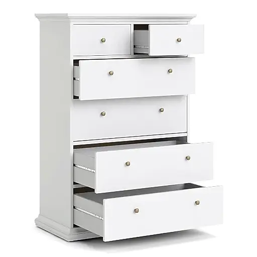 Parisian Chest of 6 Drawers in White - The Furniture Mega Store 