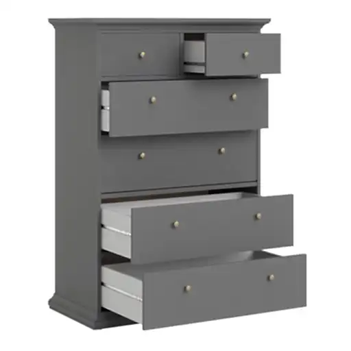 Parisian Chest of 6 Drawers in Matt Grey - The Furniture Mega Store 