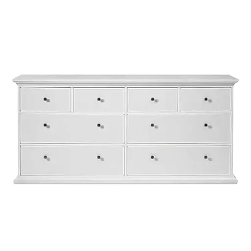 Parisian Chest of 8 Drawers in White - The Furniture Mega Store 