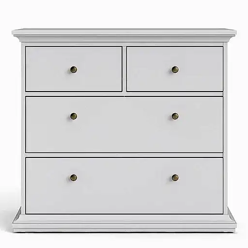 Parisian Chest of 4 Drawers in White - The Furniture Mega Store 