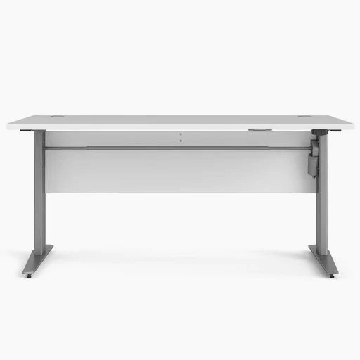 Pria Height Adjustable Electric Control Desk 150cm - White & Silver Grey steel Legs - The Furniture Mega Store 