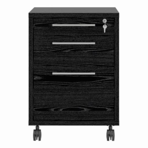 Mobile file cabinet in Black woodgrain - The Furniture Mega Store 