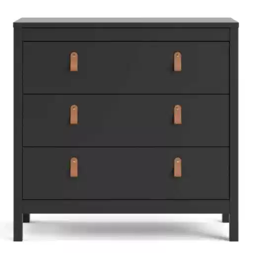 Barcelona 3 drawer Chest - Matt Black - The Furniture Mega Store 