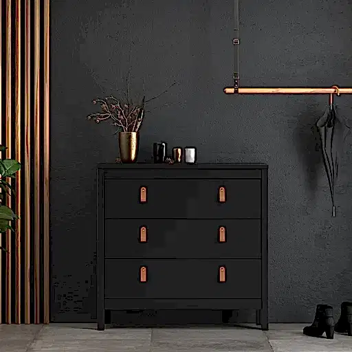 Barcelona 3 drawer Chest - Matt Black - The Furniture Mega Store 