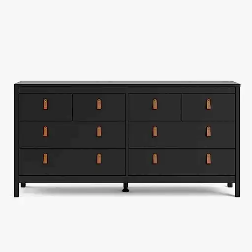 Barcelona Double dresser 4+4 drawers - Matt Black - The Furniture Mega Store 