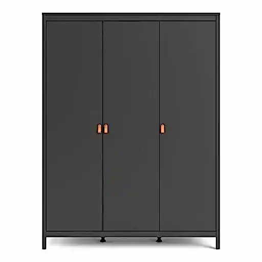 Barcelona 3 Door Wardrobe - Matt Black - The Furniture Mega Store 