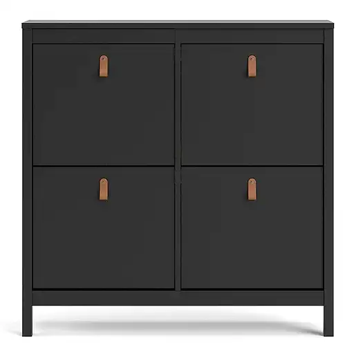 Barcelona Shoe cabinet 4 compartments - Matt Black - The Furniture Mega Store 