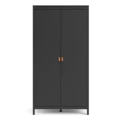 Barcelona 2 Door Wardrobe - Matt Black - The Furniture Mega Store 