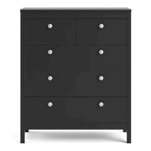 Madrid 3+2 Chest Of Drawers - Matt Black - The Furniture Mega Store 