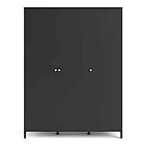Madrid 3 Door Triple Wardrobe - Matt Black - The Furniture Mega Store 