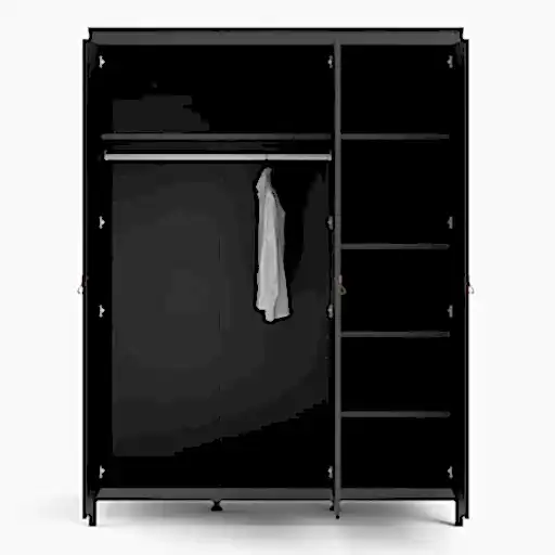 Madrid 3 Door Triple Wardrobe - Matt Black - The Furniture Mega Store 