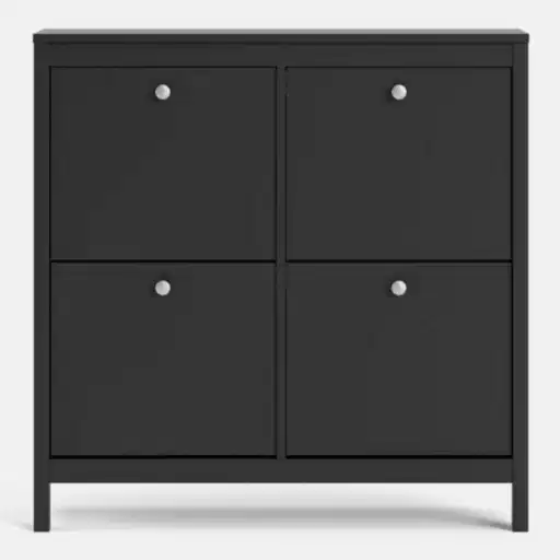 Madrid Shoe cabinet 4 compartments - Matt Black - The Furniture Mega Store 
