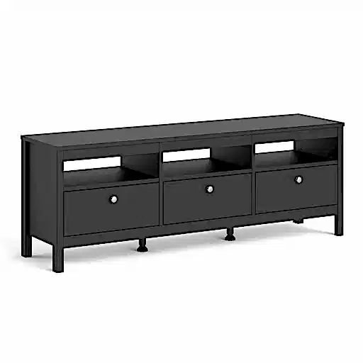 Madrid 3 drawer Tv Unit 151cm - Matt Black - The Furniture Mega Store 