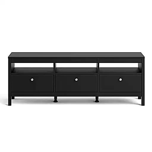 Madrid 3 drawer Tv Unit 151cm - Matt Black - The Furniture Mega Store 