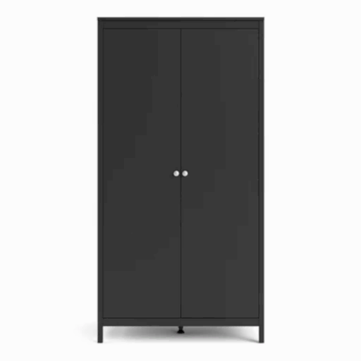 Madrid 2 Door Wardrobe - Matt Black - The Furniture Mega Store 