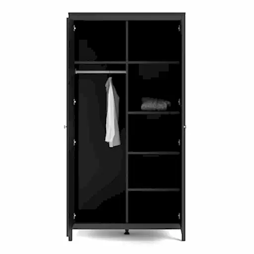 Madrid 2 Door Wardrobe - Matt Black - The Furniture Mega Store 