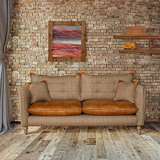 Regent Harris Tweed & Vintage Leather Sofa Collection - The Furniture Mega Store