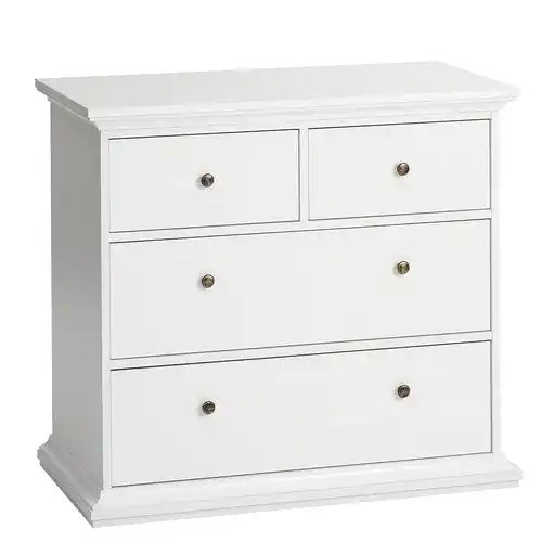 Parisian Chest of 4 Drawers in White - The Furniture Mega Store 