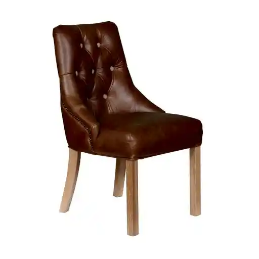 Stanton Buttoned Vintage Leather Dining Chair - Choice Of Leathers & Legs - The Furniture Mega Store