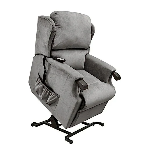 Malvern Aero Charcoal Fabric Rise & Recliner Armchair - Choice Of Sizes & Trim - The Furniture Mega Store