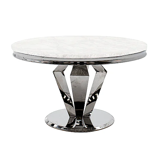 Arturo Round Cream Marble Top Dining Table - The Furniture Mega Store 