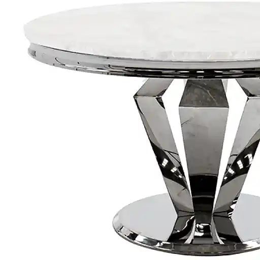 Arturo Round Cream Marble Top Dining Table - The Furniture Mega Store 