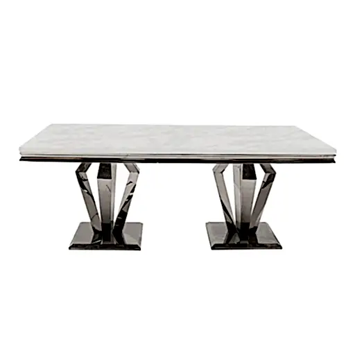 Arturo Cream Marble Top Dining Table - Choice Of Sizes - The Furniture Mega Store