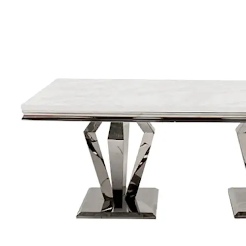 Arturo Cream Marble Top Dining Table - Choice Of Sizes - The Furniture Mega Store