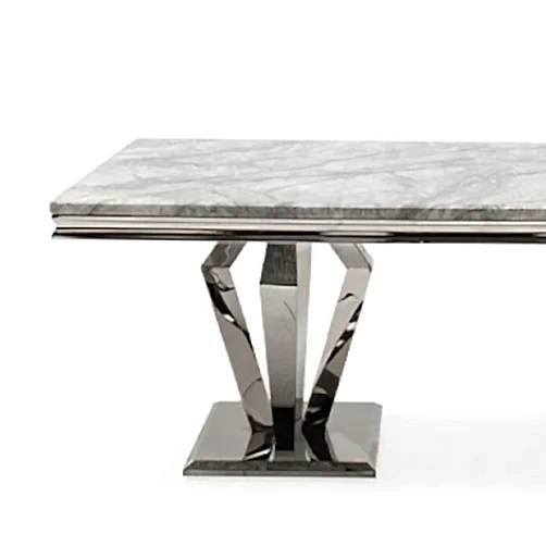 Arturo Grey Marble Top Dining Table - Choice Of Sizes - The Furniture Mega Store 