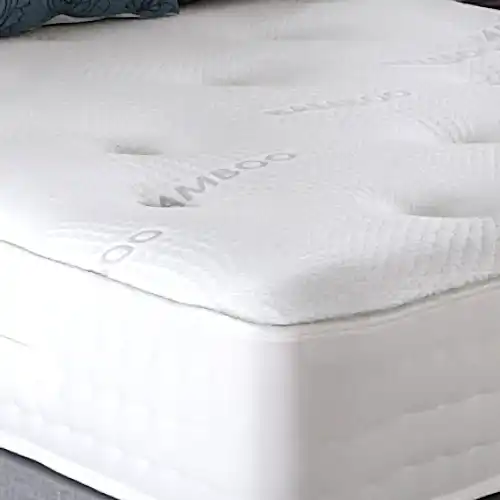 Bamboo 3000 Pocket Divan Bed Set - Grey Tweed - Base + Headboard + Mattress - Choice Of Sizes - The Furniture Mega Store