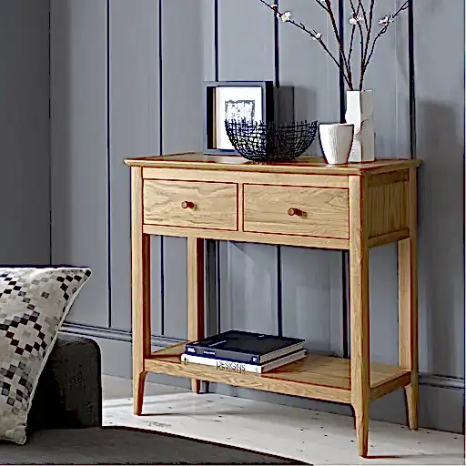 Berkley Nordic Oak 2 Drawer Console Table - The Furniture Mega Store 