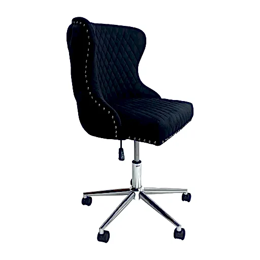 Valentino Black Velvet - Lion Knocker Back Tufted Office Chair - The Furniture Mega Store 