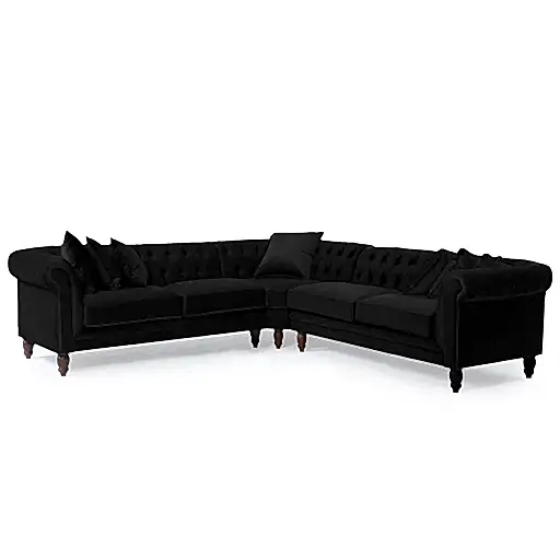 Classic Chesterfield Plush Velvet Corner Sofa - Choice Of Colours - The Furniture Mega Store