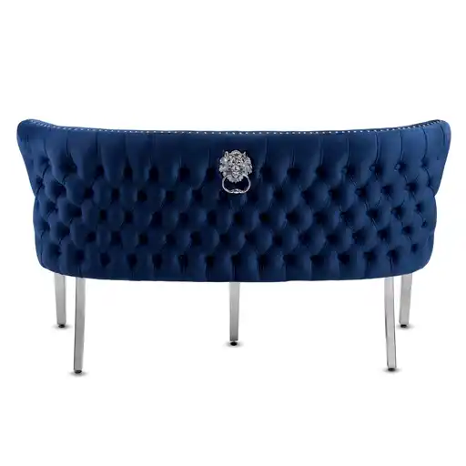 Valentino Blue Velvet Button Back Bench - The Furniture Mega Store 