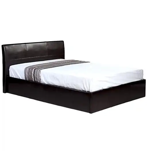 Fusion Small Double 4ft Storage Bed - Dark Brown Faux Leather - The Furniture Mega Store