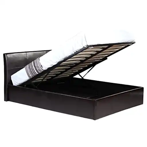 Fusion Small Double 4ft Storage Bed - Dark Brown Faux Leather - The Furniture Mega Store