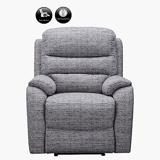 Finsbury Fabric Power Recliner Sofa & Armchair Collection - Intergrated USB Charging Ports - The Furniture Mega Store
