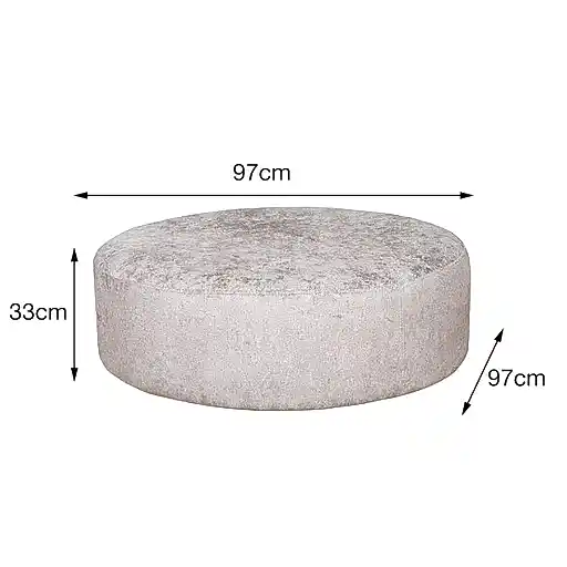 Flair Round Accent Footstool - Coco Truffle Fabric - The Furniture Mega Store 