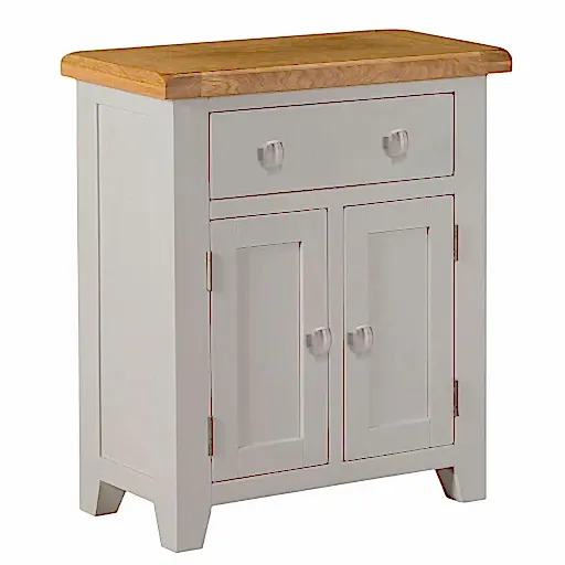 Chester Dove Grey & Solid Oak Compact Sideboard - Hall Cabinet - The Furniture Mega Store 
