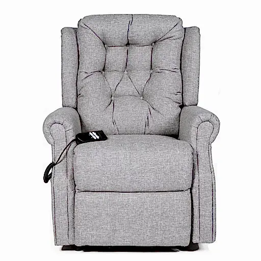 Belvedere Silver Fabric Dual Motor Riser Recliner Chair - Choice Of Sizes - The Furniture Mega Store 