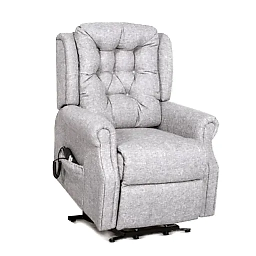 Belvedere Silver Fabric Dual Motor Riser Recliner Chair - Choice Of Sizes - The Furniture Mega Store 