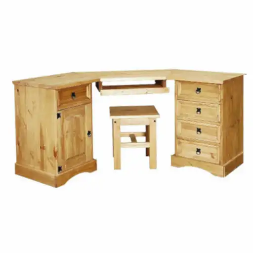 Corona Corner Computer Desk - Distressed Waxed Pine - The Furniture Mega Store 