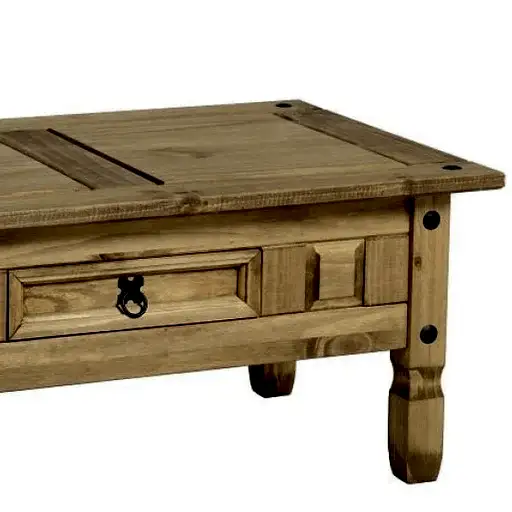 Corona 1 Drawer Coffee Table - Distressed Waxed Pine - The Furniture Mega Store 